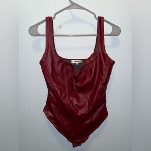NWOT Red/Maroon body suit with lace bra insert